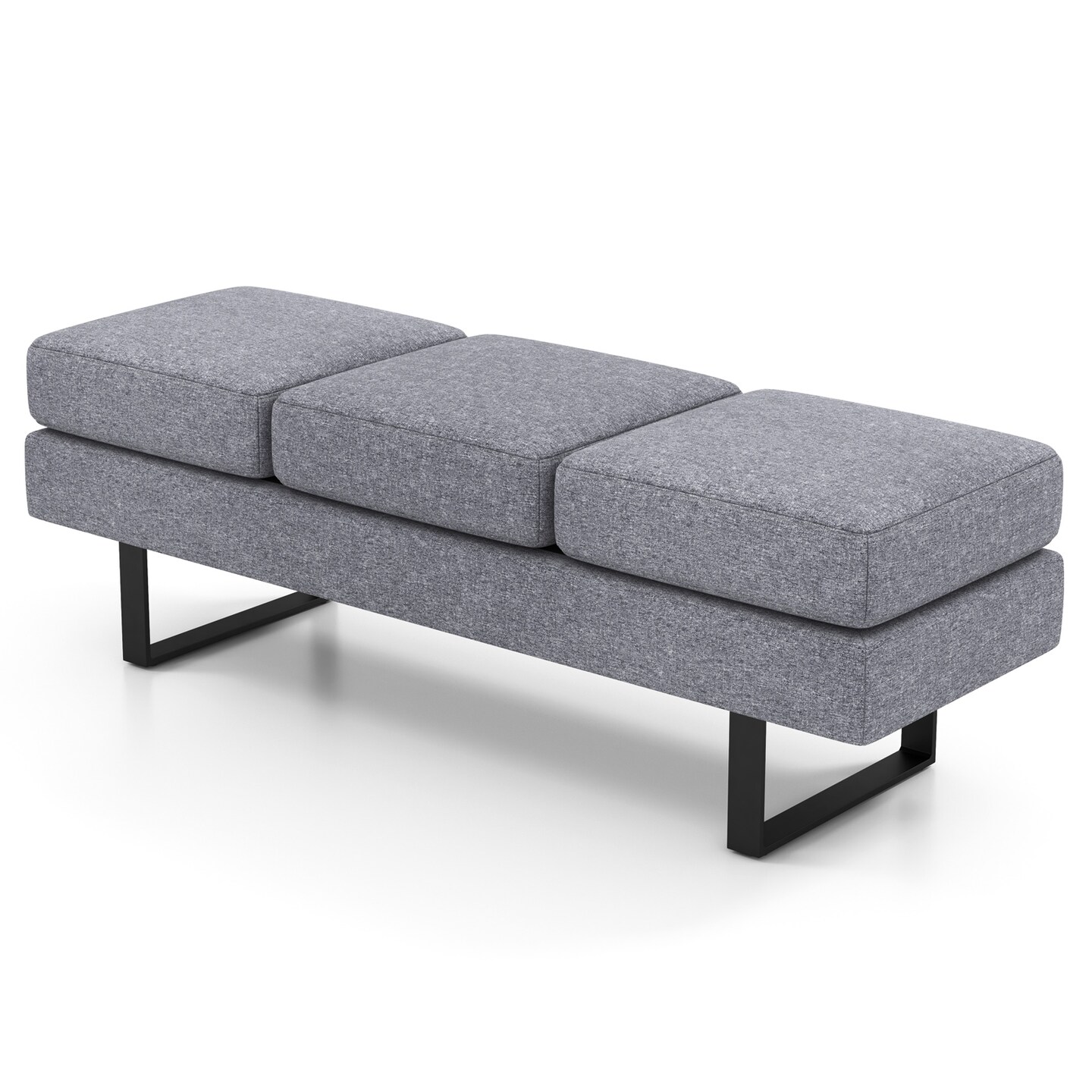 Waiting Room Bench Seating Long Bench With Metal Frame Leg-gray