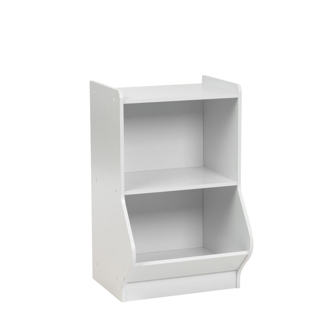 IRIS USA 2-Tier Shelf Organizer with Easy Access Angled Cubby, White