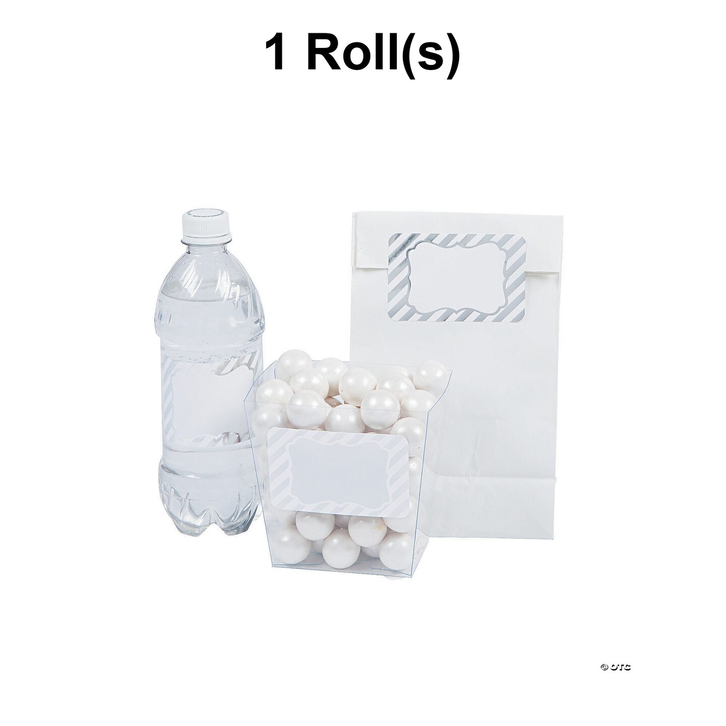 White &#x26; Silver Foil Label Sticker Roll - 100 Pc.