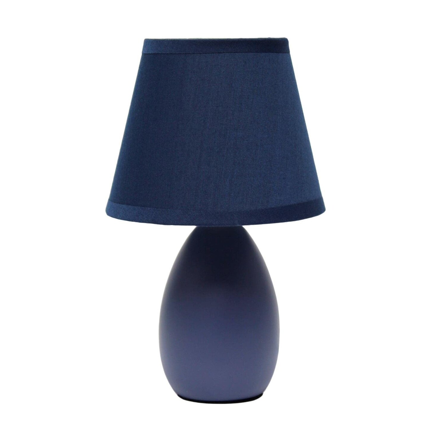 Creekwood Home Nauru 9.45&#x22; Traditional Petite Ceramic Oblong Bedside Table Desk Lamp with Matching Tapered Drum Fabric Shade for Nightstand, End Table, Dorm, Home Dcor, Bedroom, Living Room, Blue