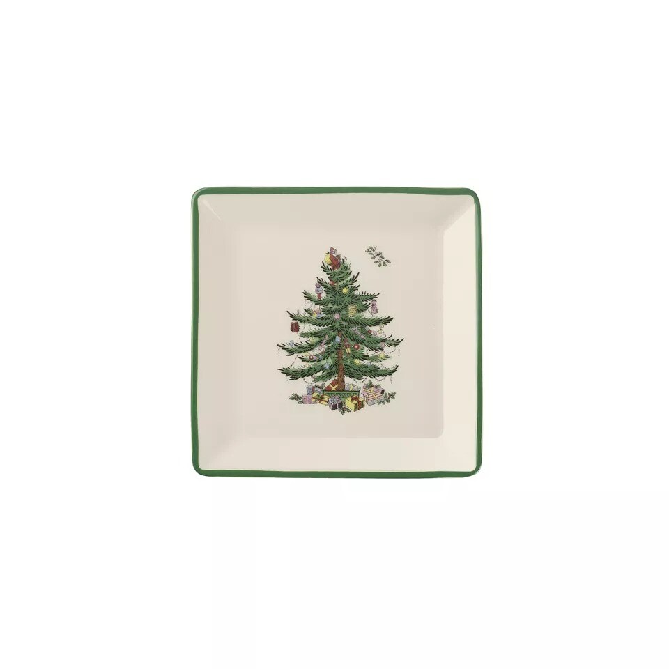 Spode Christmas Tree Collection Tidbit Square Plates, Set of 4 5 Inch