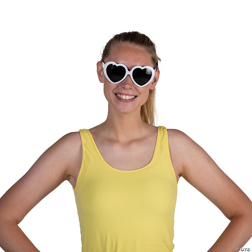 Adults White Heart-Shaped Sunglasses - 12 Pc.