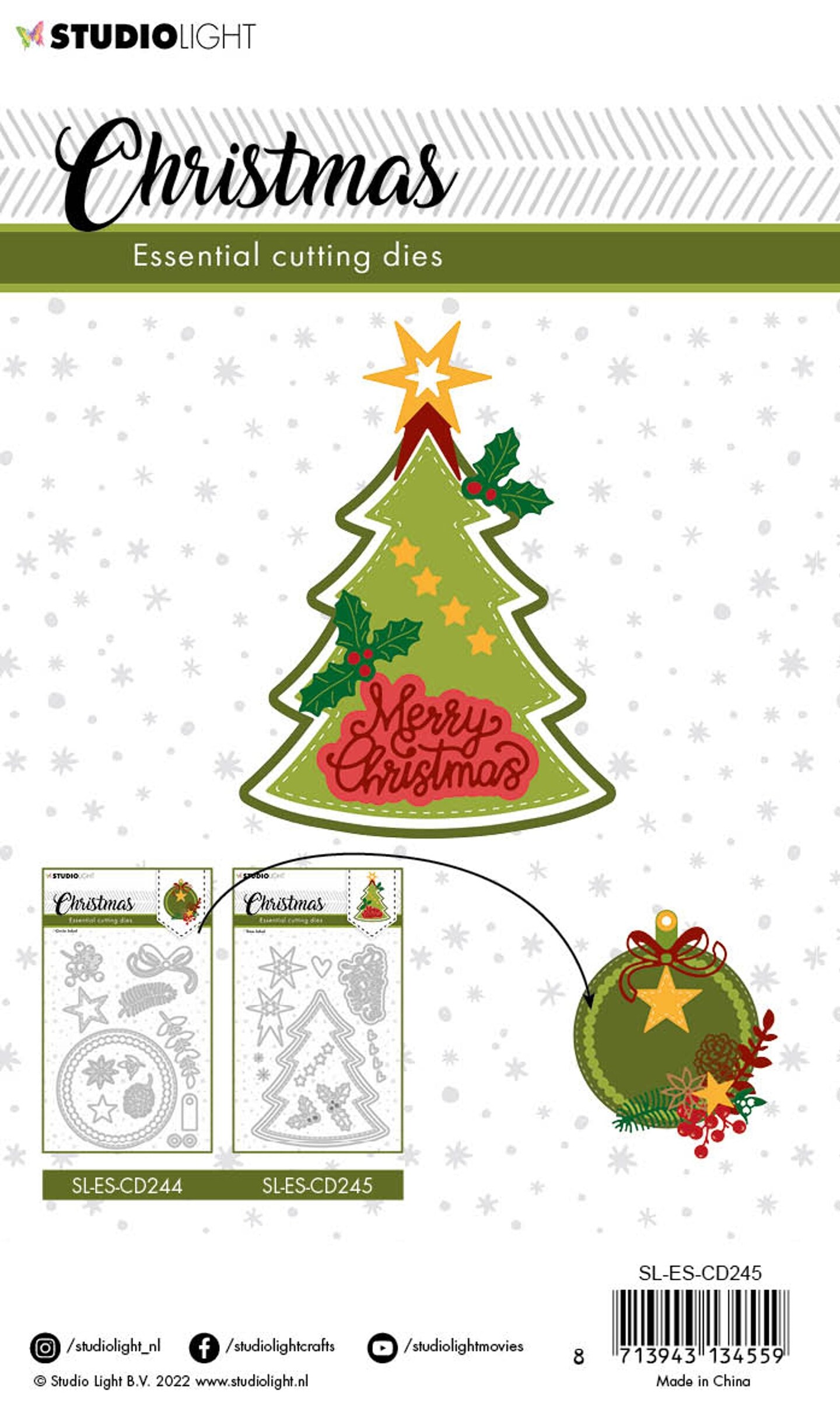 Studio Light SL Cutting Dies Christmas Tree Label Essentials 100x143x1mm 14 PC nr.245