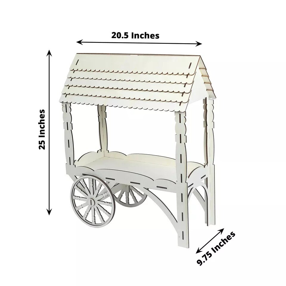 25&#x22; NATURAL Mini Candy Cart Laser Cut Wooden CUPCAKE