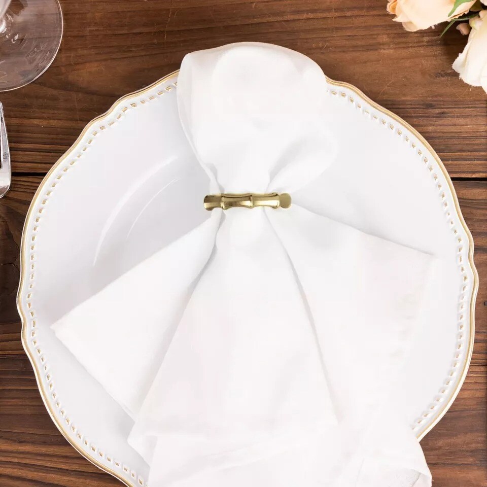 4 Gold Bamboo Knuckle Metal Napkin Rings