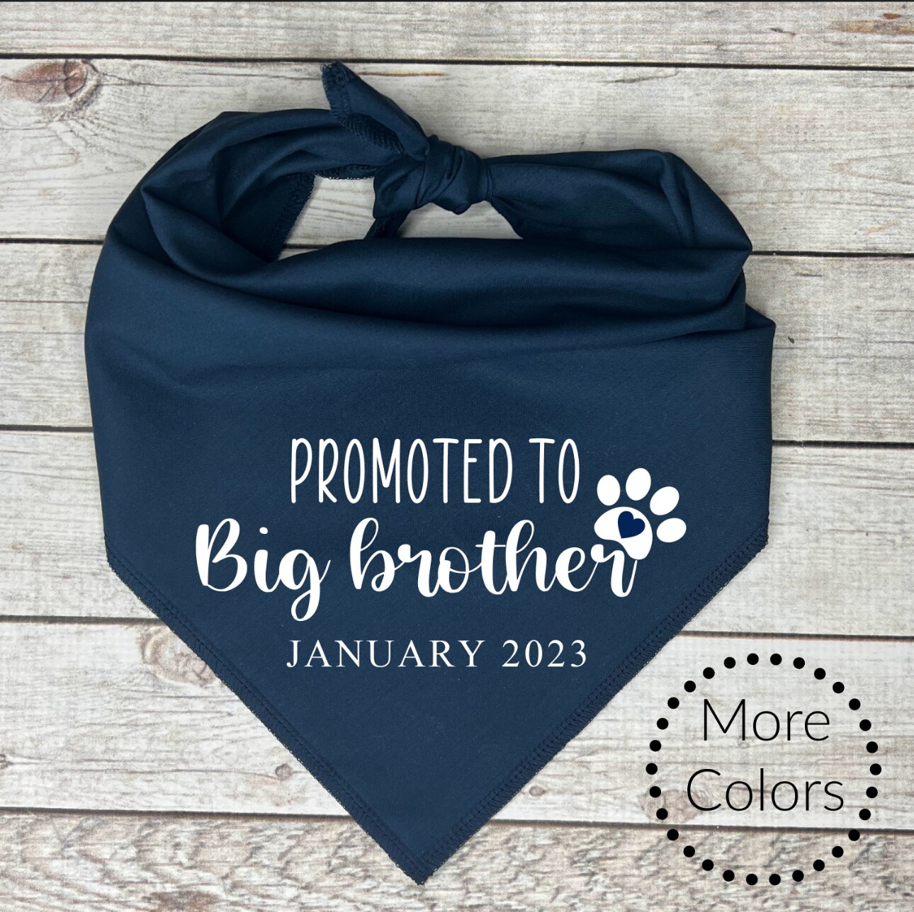 Promoted To Big Brother With Custom Date Dog Bandana, Pregnancy Announcement