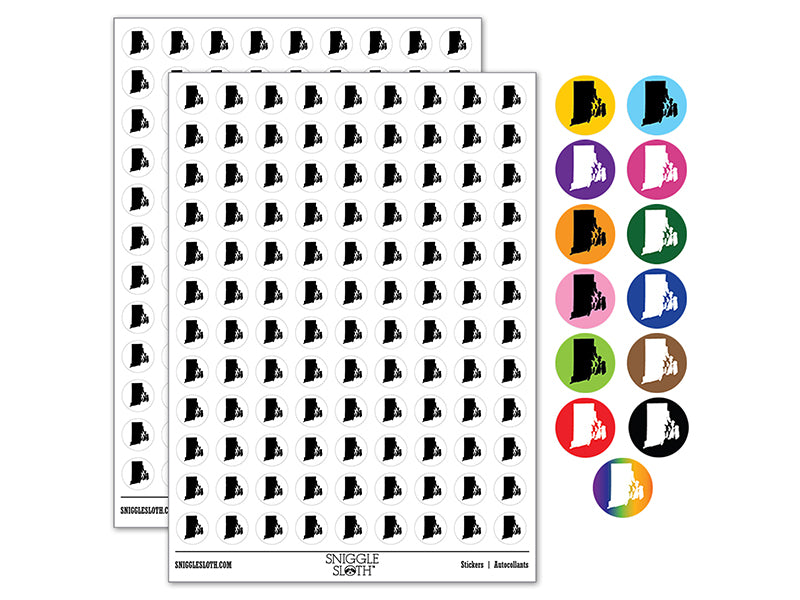 Rhode Island State Silhouette 200+ 0.50&#x22; Round Stickers