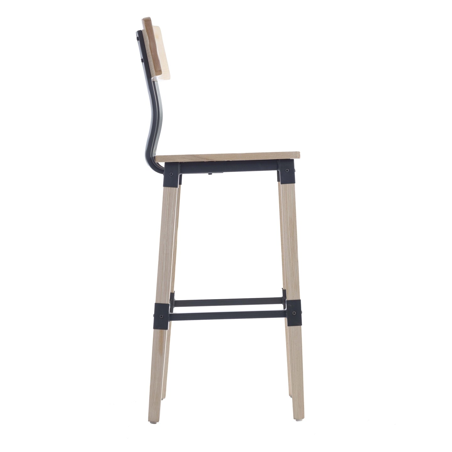 Merrick Lane Breton Bar Height Dining Stools with Steel Supports and Footrest - Set Of 2