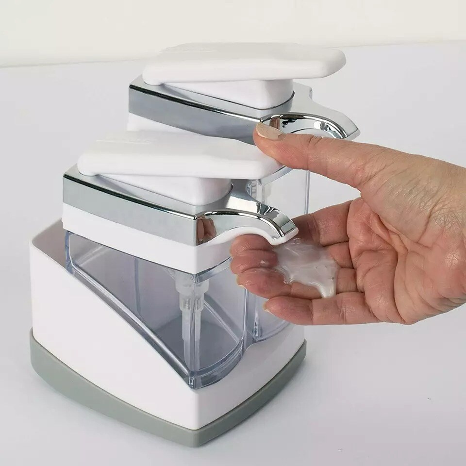 Casabella Sink Sider Duo With Sponge Storage for Dish & Hand Soap - White Chrome