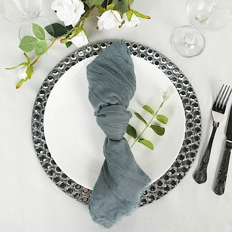 5 DUSTY BLUE Gauze Cheesecloth Cotton DINNER NAPKINS