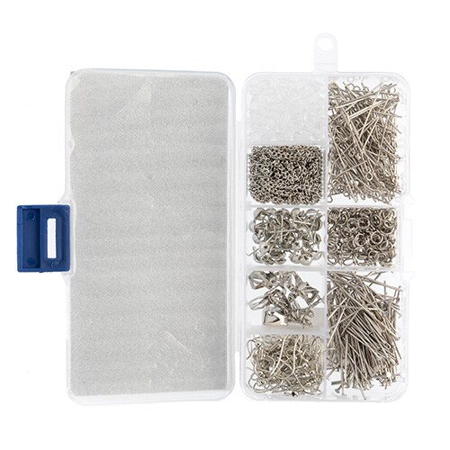 John Bead 8-Slot Silver Jewelry Findings Kit Assortment, 671pcs