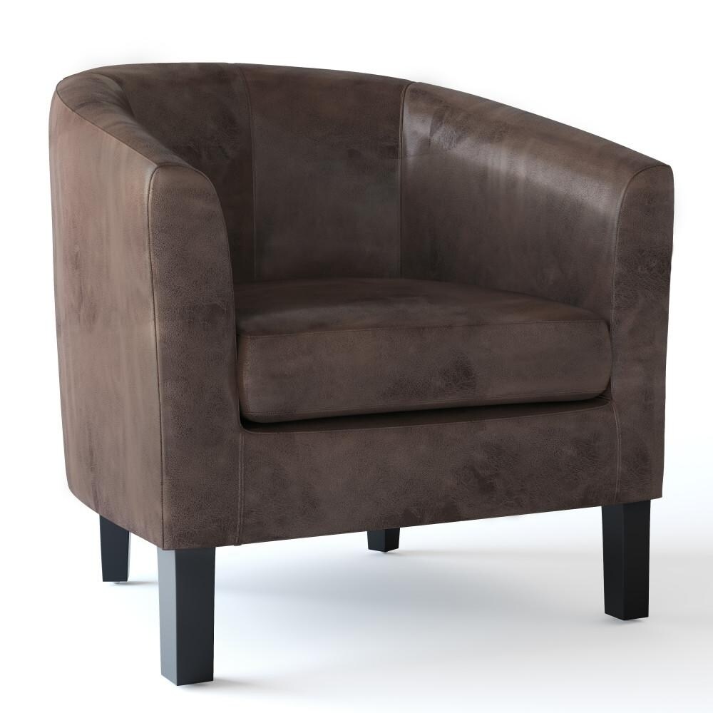 Simpli Home Austin 30&#x22;Tub Chair Tub Chair Distressed Faux Leather, Living Room