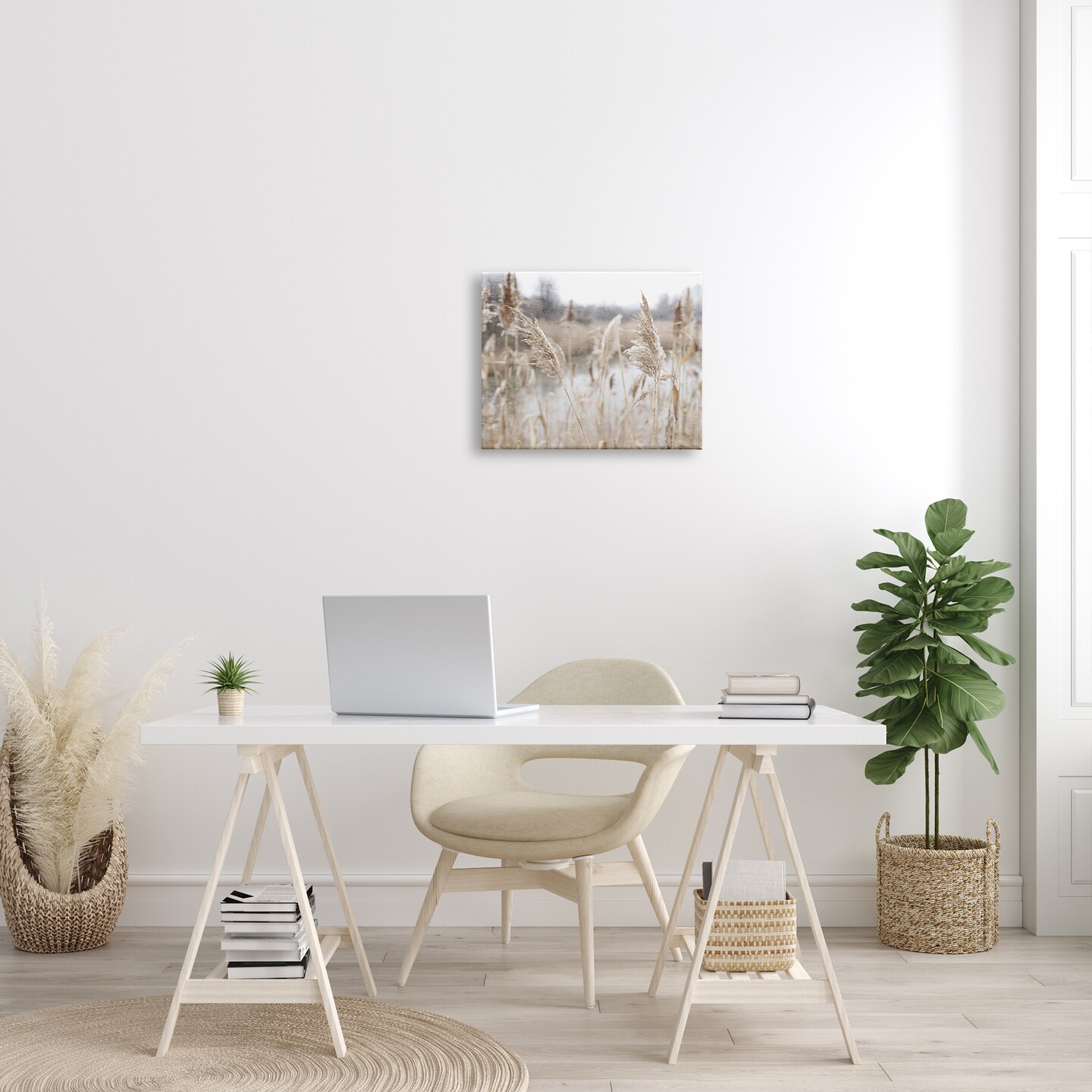 Stupell Industries Pampas Grass Reeds Lakeside Canvas Wall Art