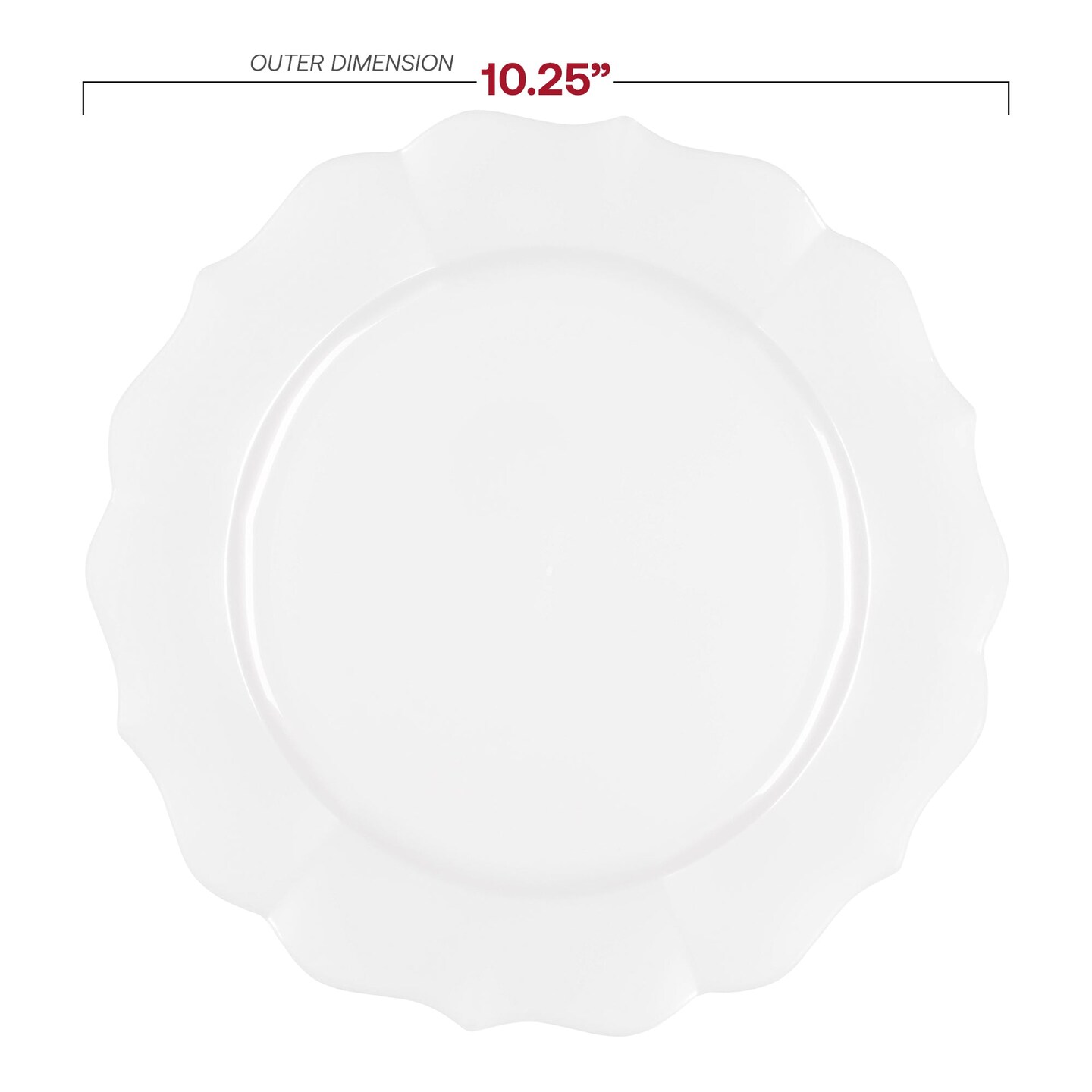 Pearl White Round Lotus Plastic Dinner Plates - 10.25" (120 Plates)
