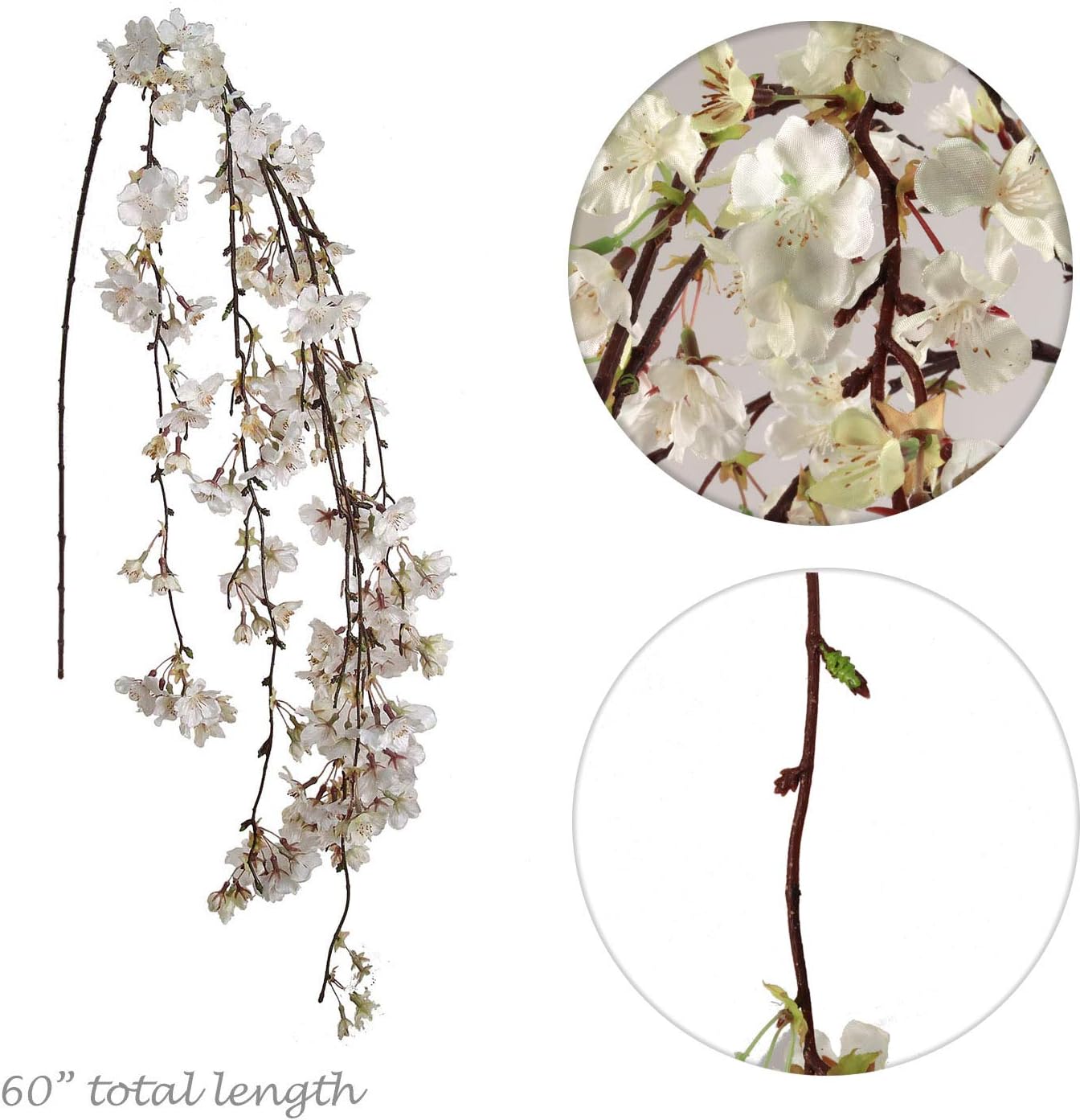Elegant Floral Charm 60-Inch Hanging Cherry Blossom - Beautiful Artificial Flower Garland for Home and Event Decorations - Enhance Your Space with Captivating Blossoms, Floral Home by Artificial Flowers