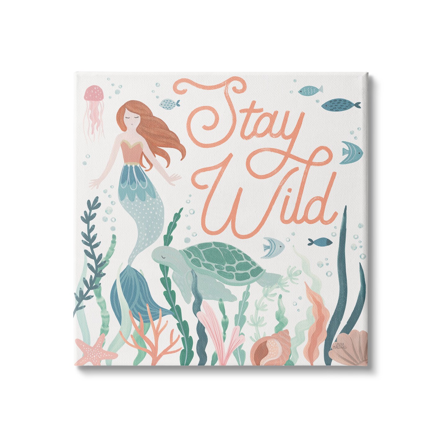 Stupell Industries Stay Wild Seafloor Mermaid Canvas Wall Art