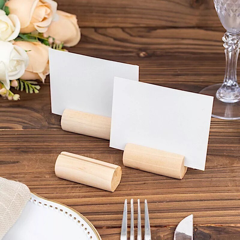 10 Cylindrical 2&#x22; Wood Place Card Holders