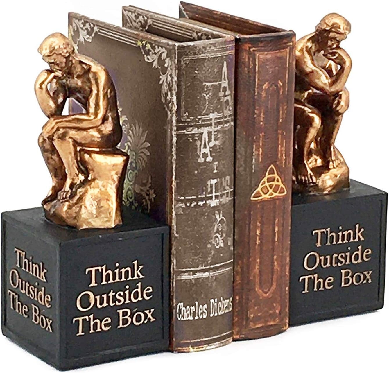 Rodin&#x27;S Thinker Bookends Vintage Cool Creative Idea outside the Box Cute Modern Abstract Sculpture Unique Book Ends Holder Stopper Library Shelves Aesthetic Boho Home Decor Accents