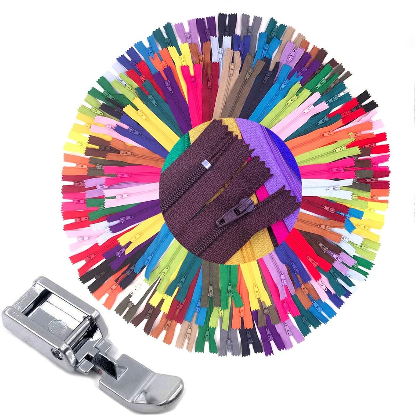 75pcs 20 Inch 14 Inch and 9 Inch Mixed Size Nylon Coil Zipper Bulk with Zipper Presser Foot for Sewing Craft(25 Color Zippers)
