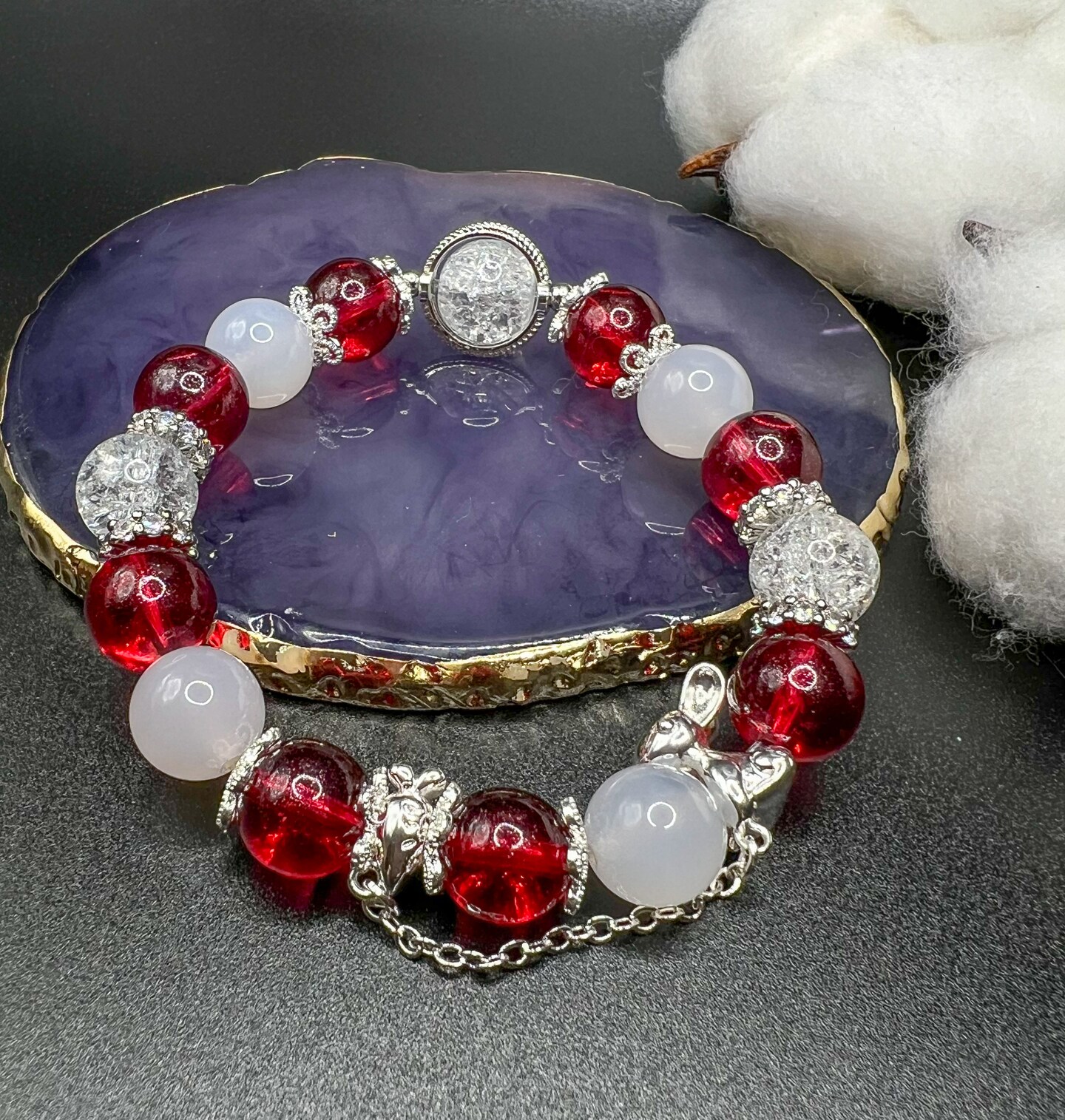 Colored Glazed Glass Crystals Beads, Handmade Design Elastic Bracelet  MakerPlace by Michaels