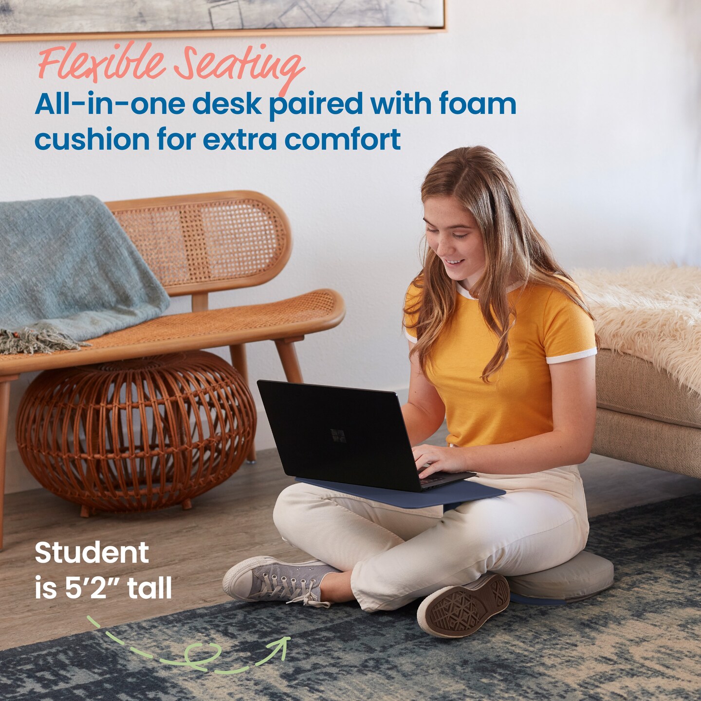 The Surf Portable Lap Desk and Surf Cushion, Flexible Seating Floor Desk with Foam Pad, 10-Pack