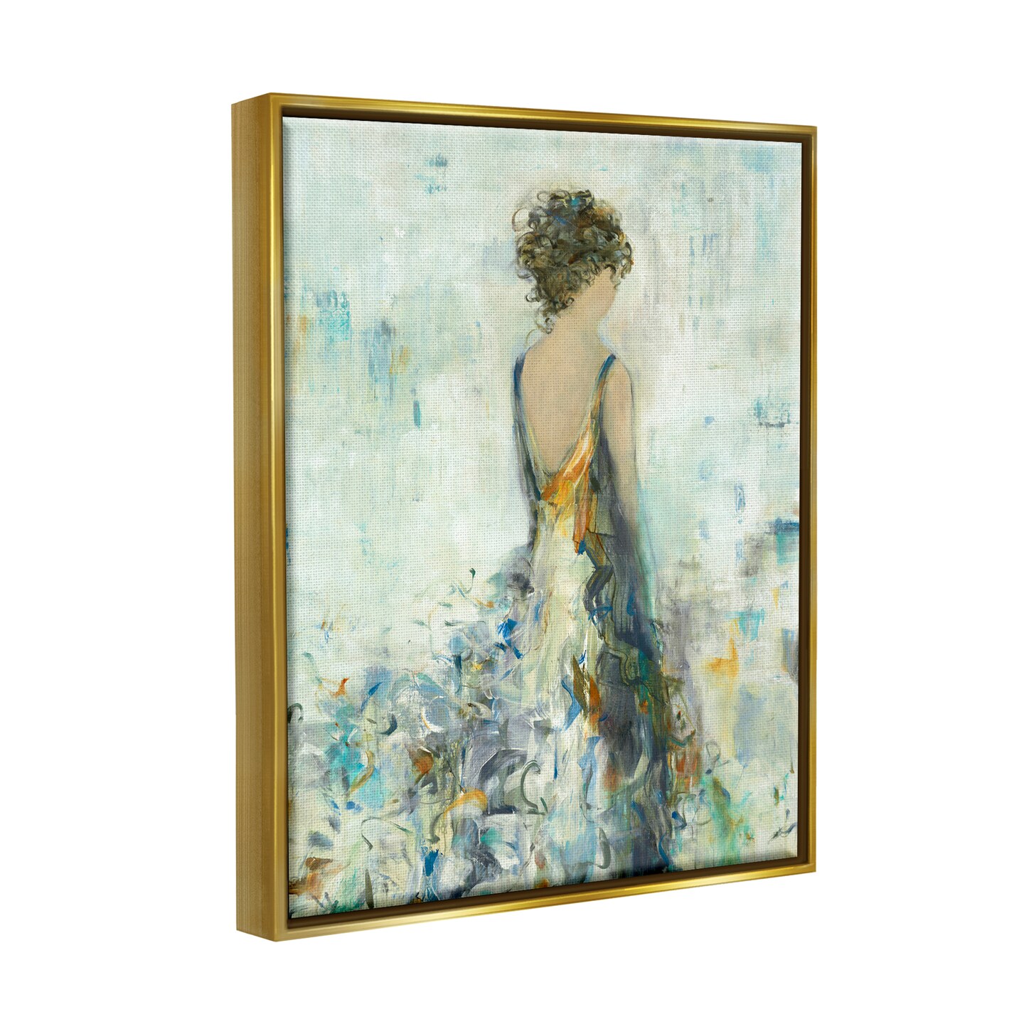Stupell Industries Abstract Woman Floral Dress Framed Floater Canvas Wall Art