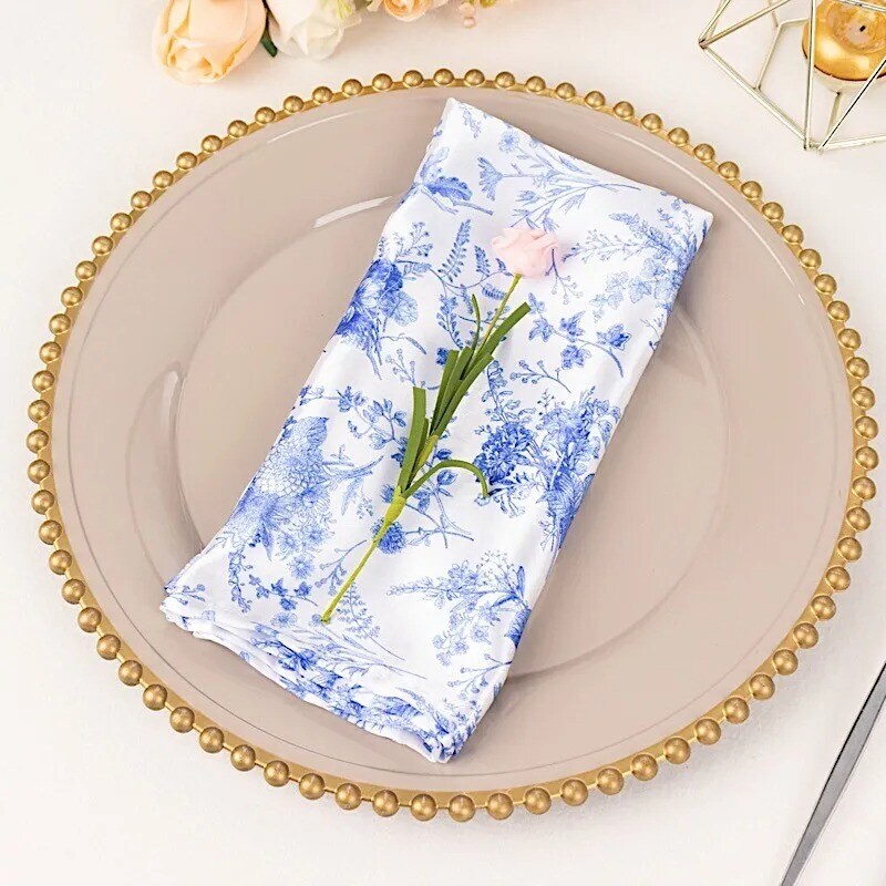 Elegant Floral Satin Dinner Napkins