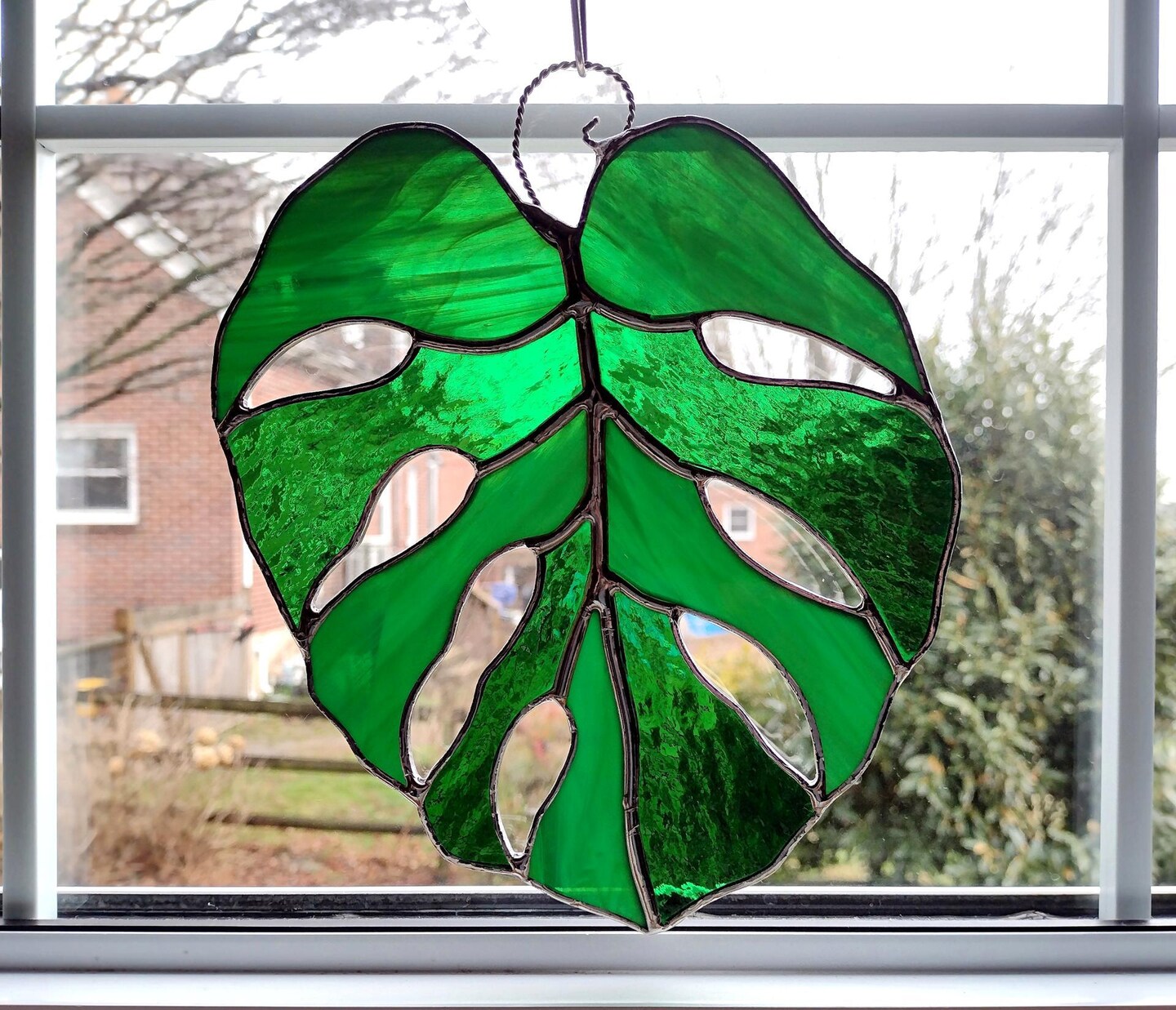 Stained Glass Monstera Leaf Suncatcher, Philodendron Leaf, Swiss