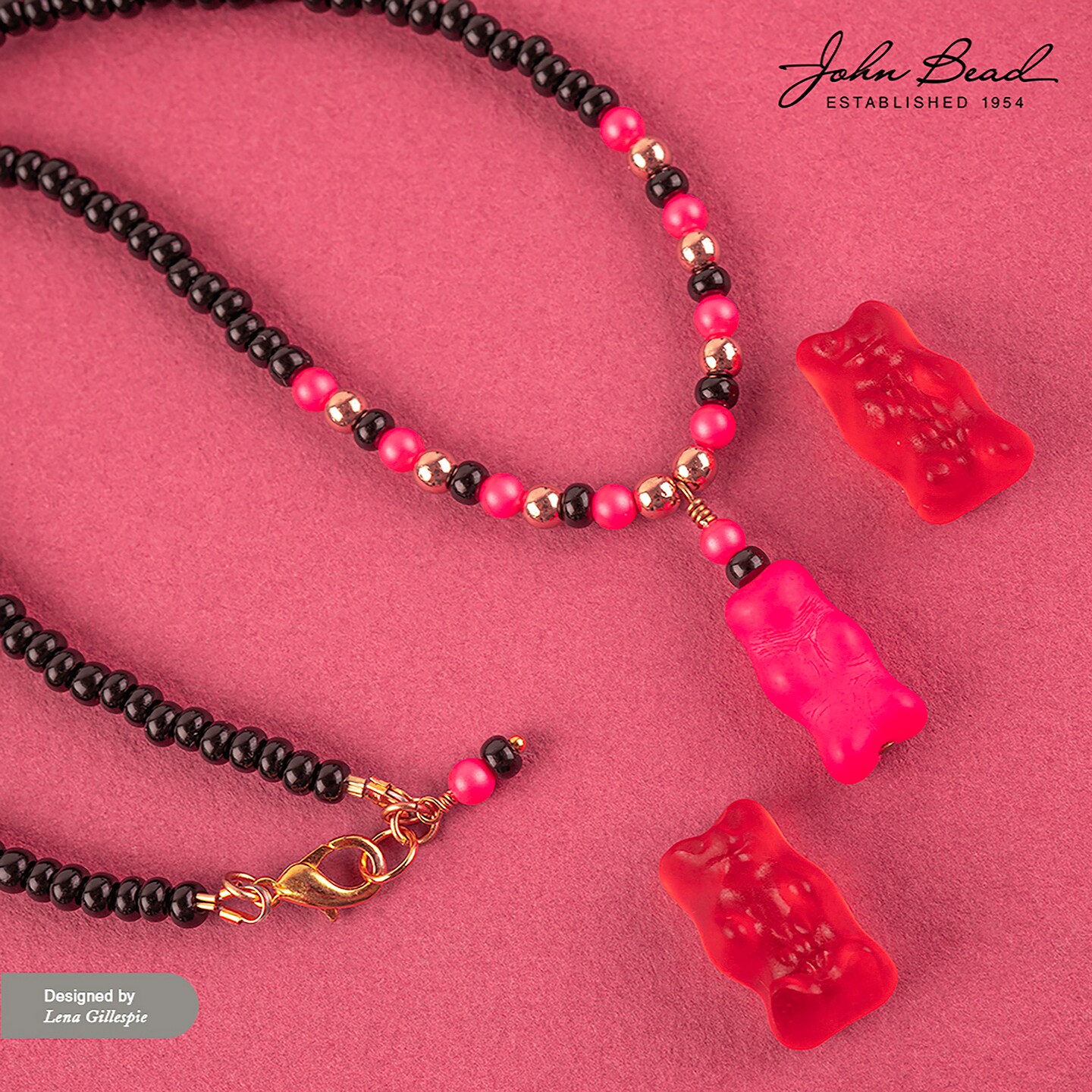 John Bead 3-Strand Czech Glass Assorted Gummy Bear Beads