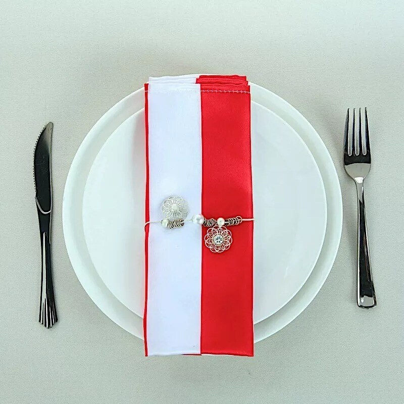 5 RED WHITE 20x20&#x22; Stripes Satin Table Napkins