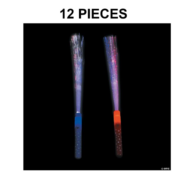 14" Patriotic Fiber Optic Red, White & Blue Light-Up Wands - 12 Pc.