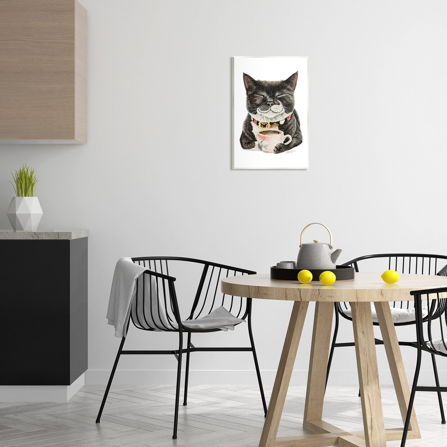 Stupell Industries Smiling Cat &#x26; Coffee Mug Wall Plaque Art