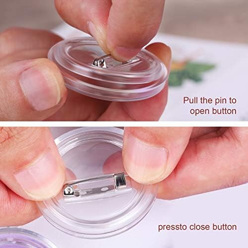 50 Pack Acrylic Button Pins Badge Clear Pins Buttons Badges Kit for Christmas Craft Supplies, DIY Badges (1.5 Inch)