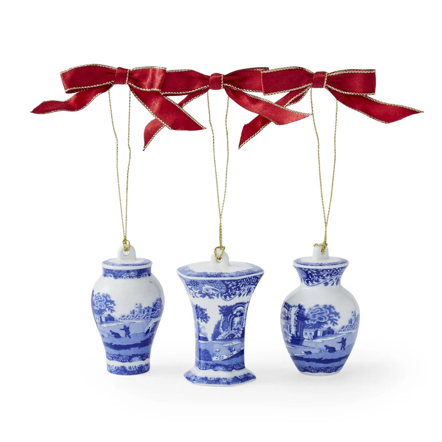 Spode Blue Italian Mini Urn Ornaments, Set of 3 | 2.8&#x201D; x 2&#x201D; x 1.5&#x201D;
