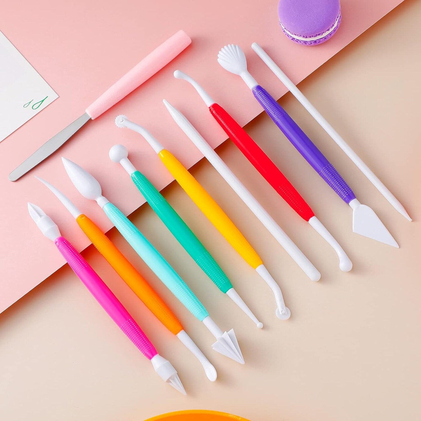 Plastic Clay Tools Clay Sculpting Tools Modeling Clay Tools Double Head Ceramic Pottery Tool Kit Cook Decorating Tools for Kids Crafts DIY Shaping and Sculpting, Assorted Colors