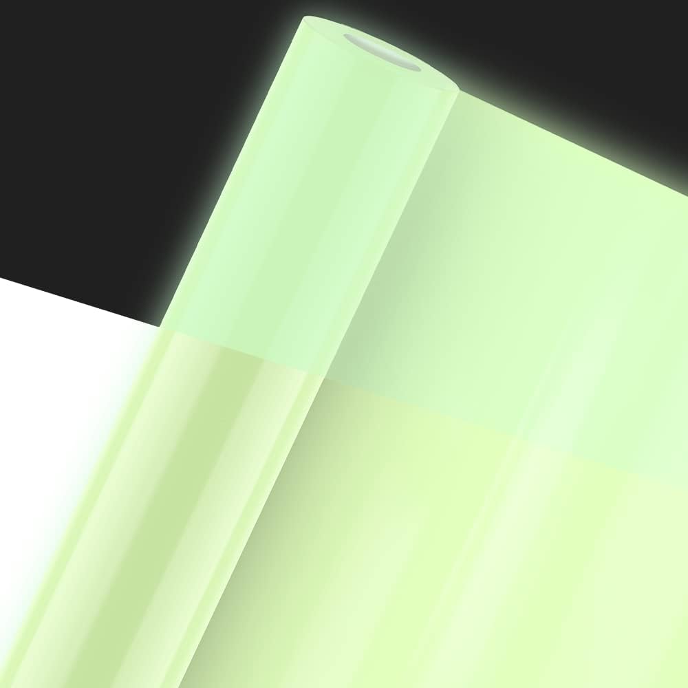 Glow in The Dark Permanent Adhesive Craft 12 Inches x 4 Feet Vinyl Roll Including Free 12 Inches x 12 Inches Transfer Paper Sheet