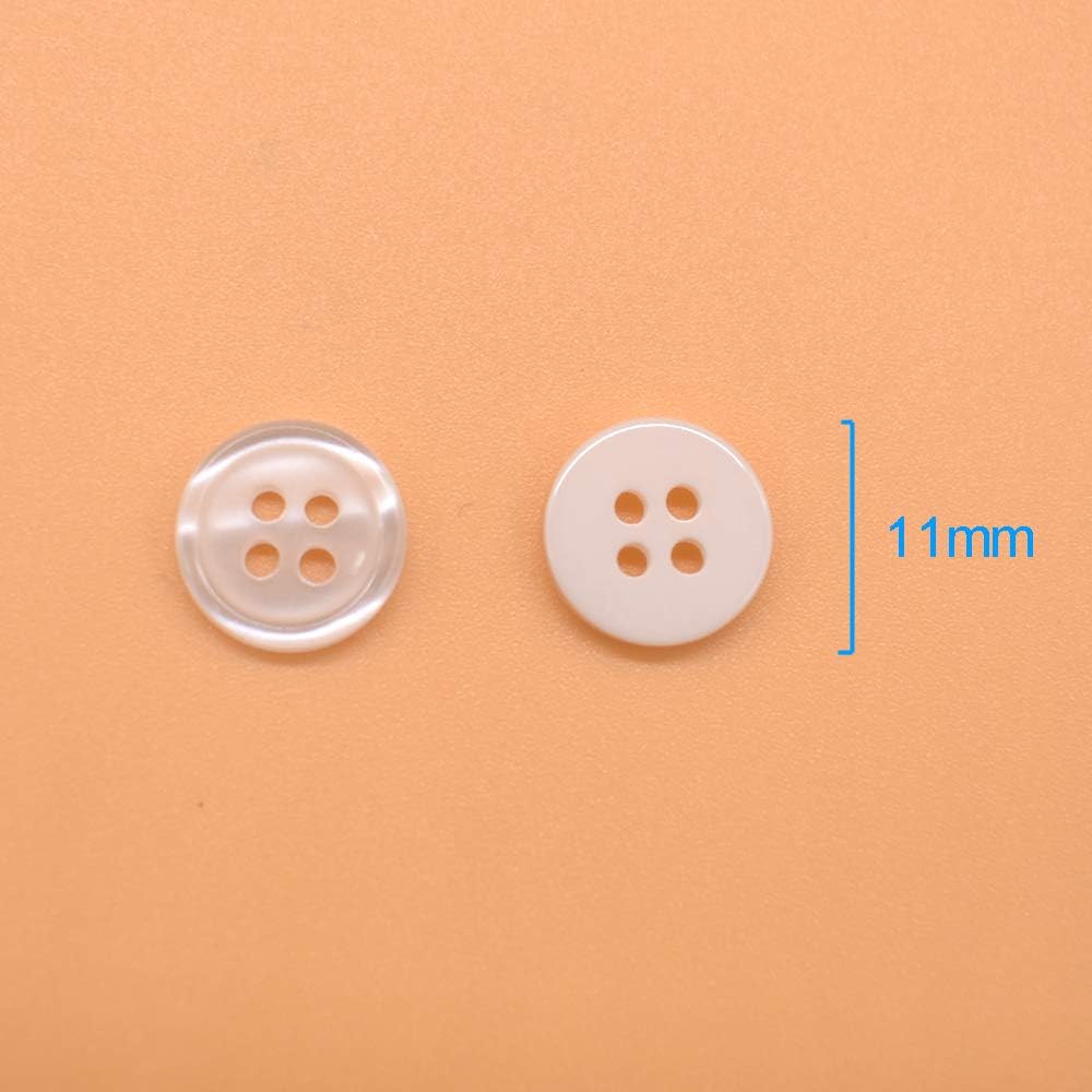 1mm 200Pcs Sewing Shirt Resin Buttons 4 Holes White Faux Pearl Finish