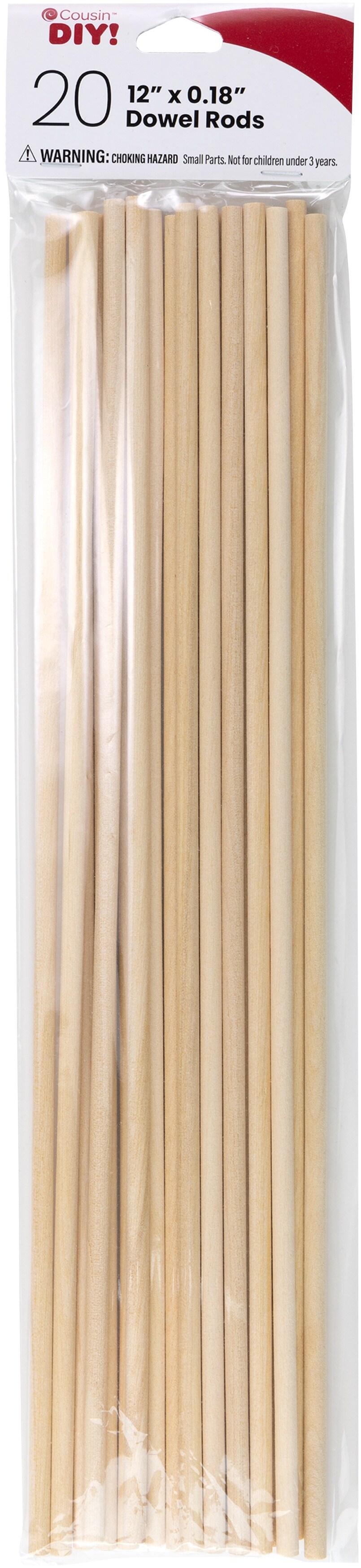 CousinDIY Dowel Rod 3/16&#x22;X12&#x22; 20/Pkg-Natural