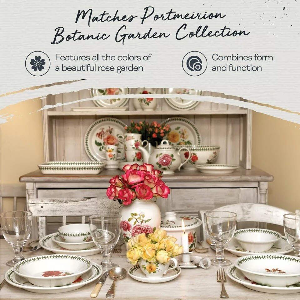Portmeirion Botanic Roses Set of 4 Fruit Salad Bowl with Assorted Rose Motif