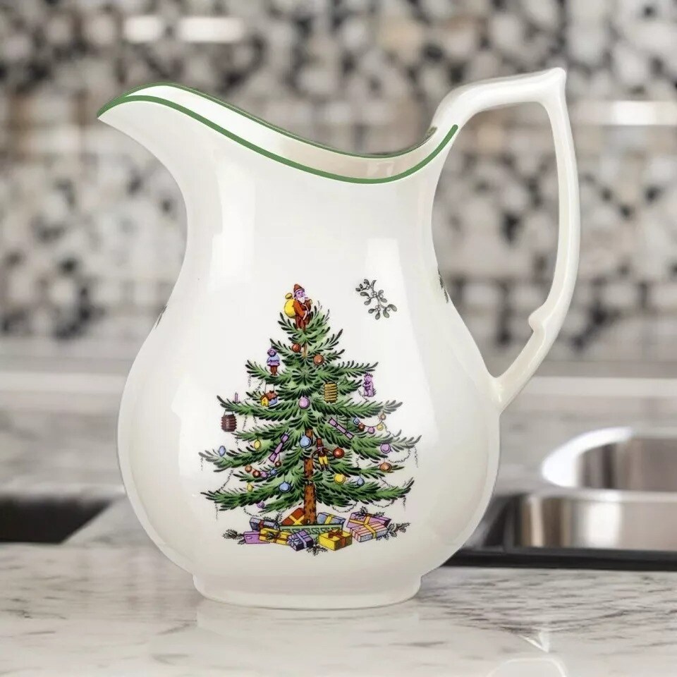 Spode Christmas Tree Pitcher | Festive Serving Pitcher for the Holidays 49 Ounce
