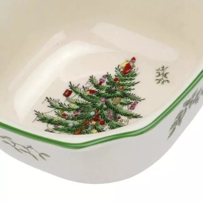 Spode Christmas Tree Fine Porcelain Square Bowl, 5.5 Inch