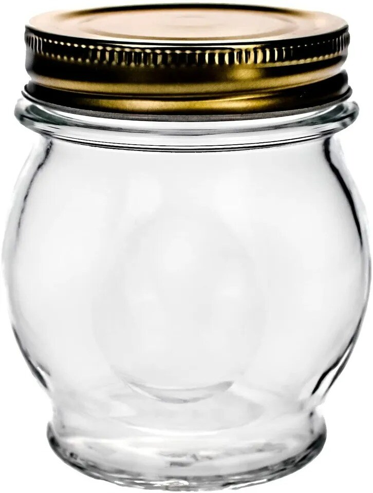 Amici Orto 11 oz. Italian Canning Jars, Set of 6 - Metal Screw-On Gold Lids