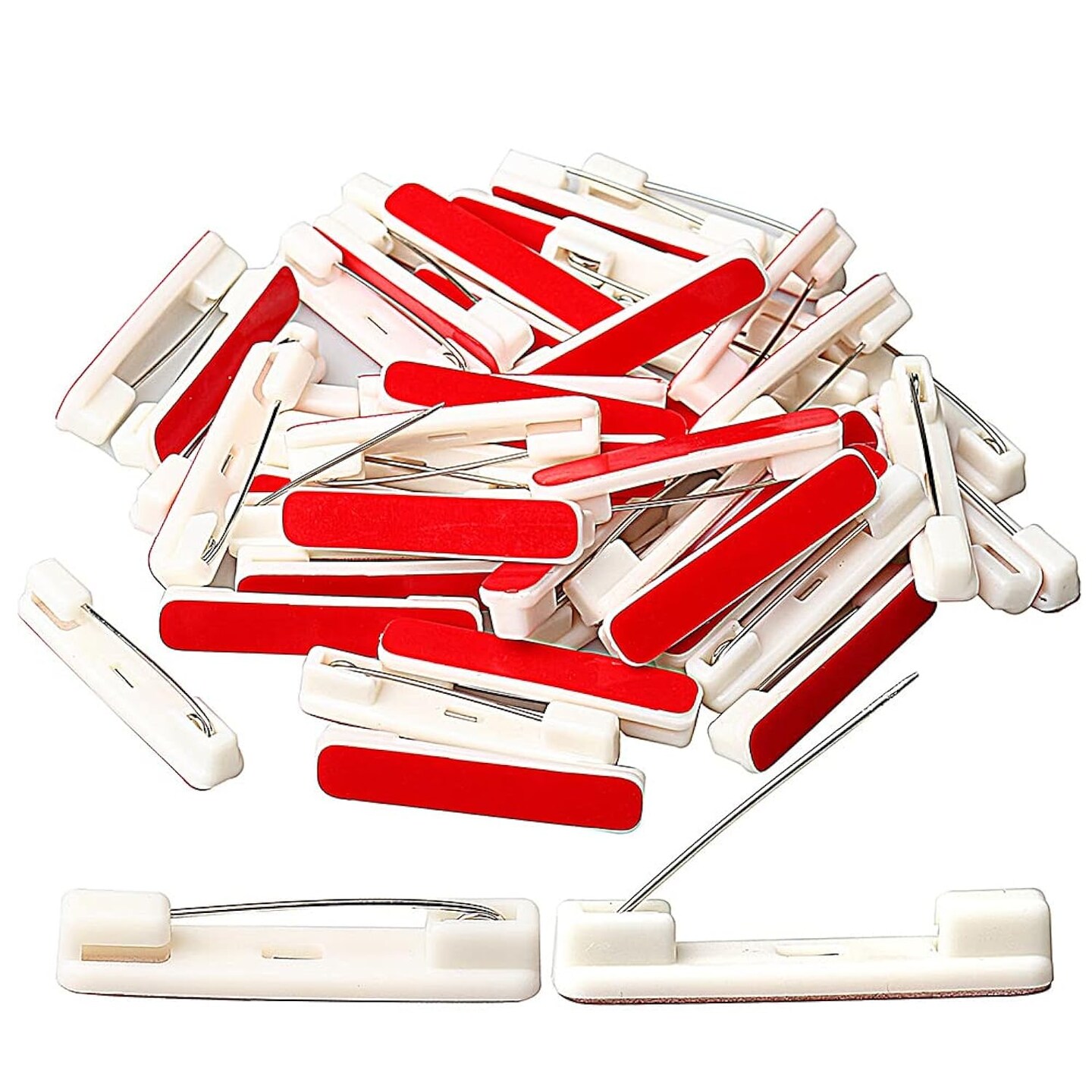 100 pcs Safety Bar Pins 1.46 inche Adhesive Name Tag Pins for ID Badges Large Safety Badge Pins Backs for Name Tag
