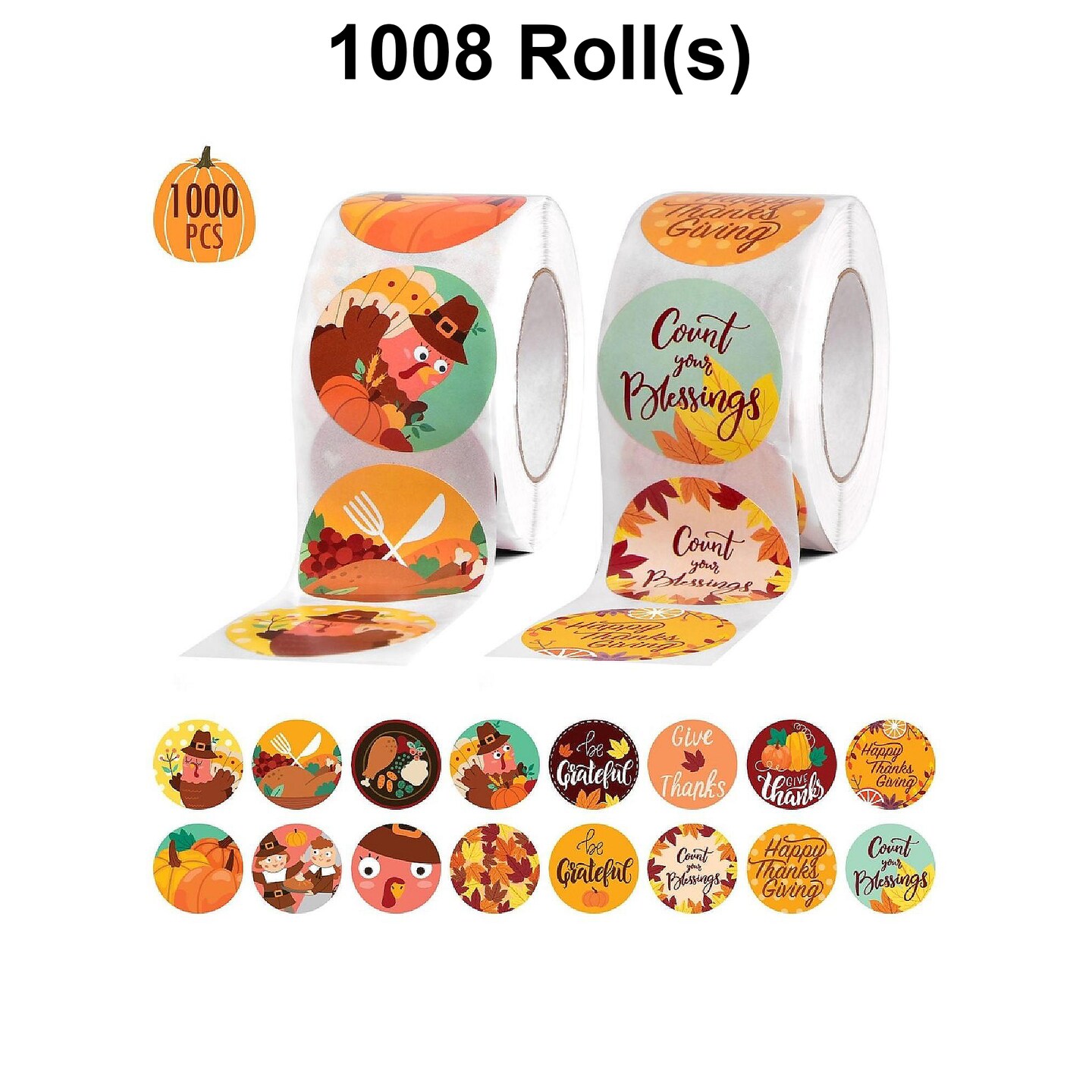 Fun Little Toys Thanksgiving Sticker Roll Collection 1000 Pcs