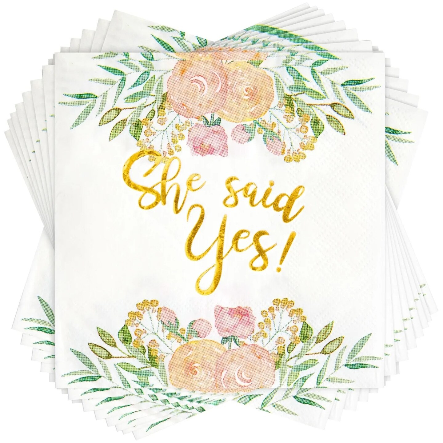 50 Pack Gold Foil &#x22;She Said Yes&#x22; Napkins