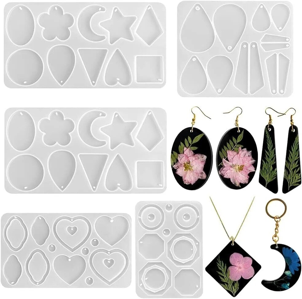 5 Pcs Large Resin Earrings Mold Set