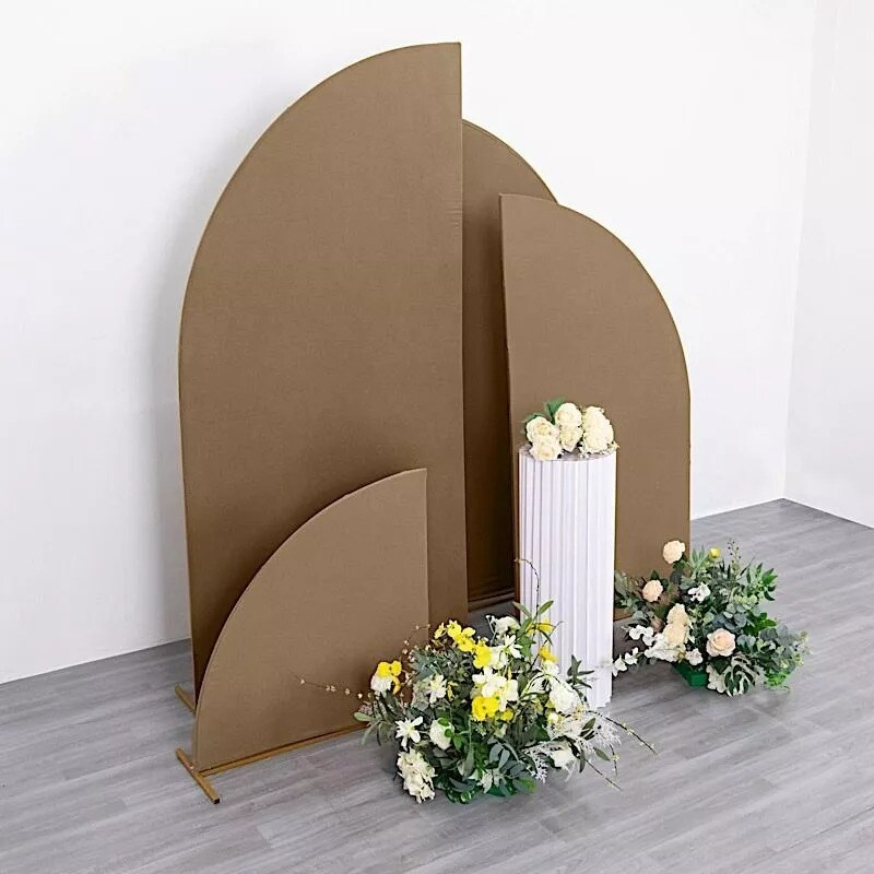 4 Matte TAUPE Fitted Spandex Half Moon Wedding Arch Backdrop