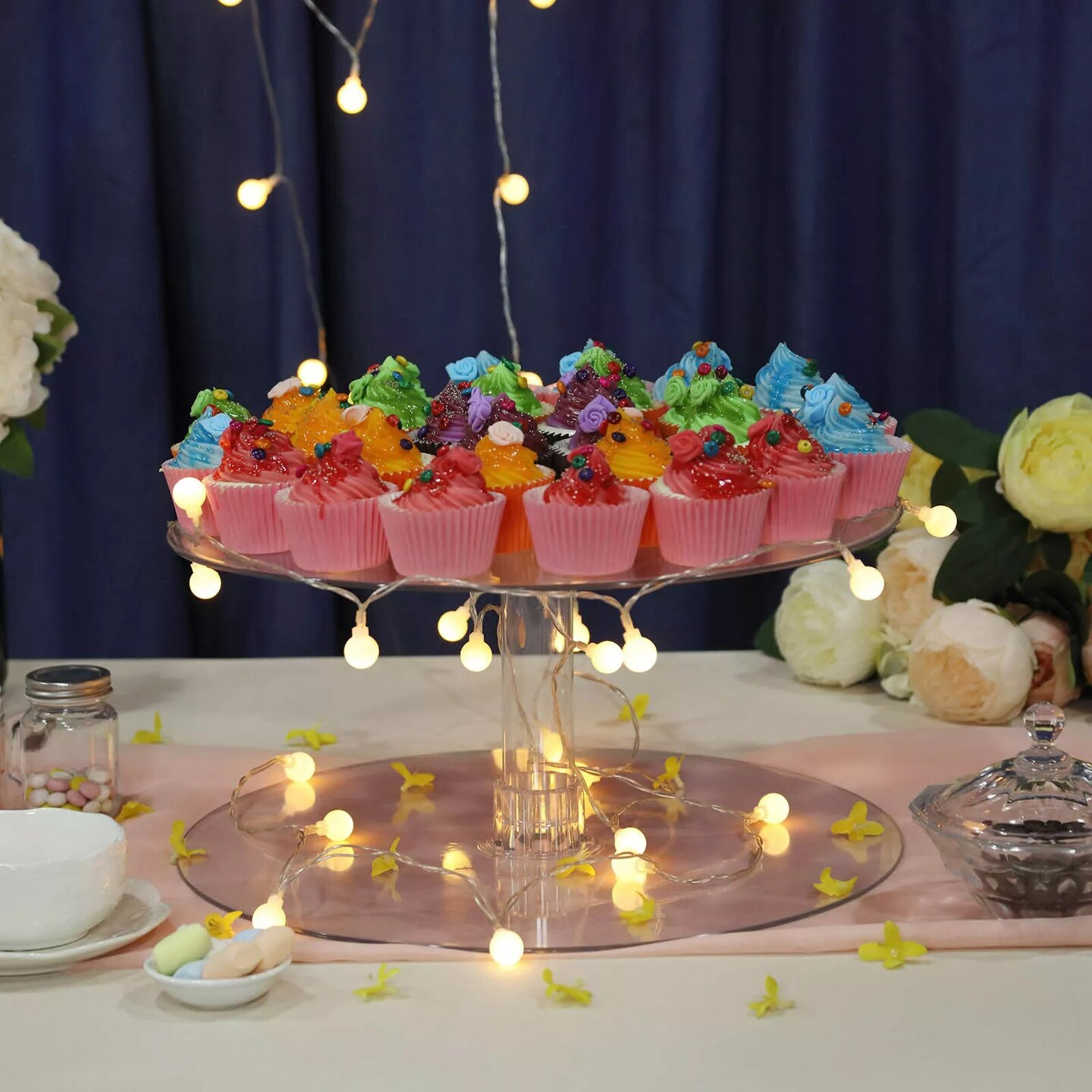 1 Tier 16&#x22; ACRYLIC Clear CAKE STAND Wedding Birthday Cupcake