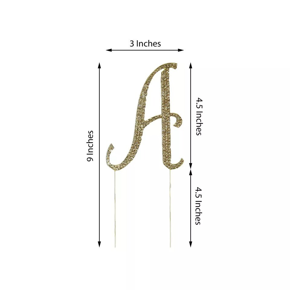 4.5&#x22; GOLD Letter T Rhinestone Cake Topper