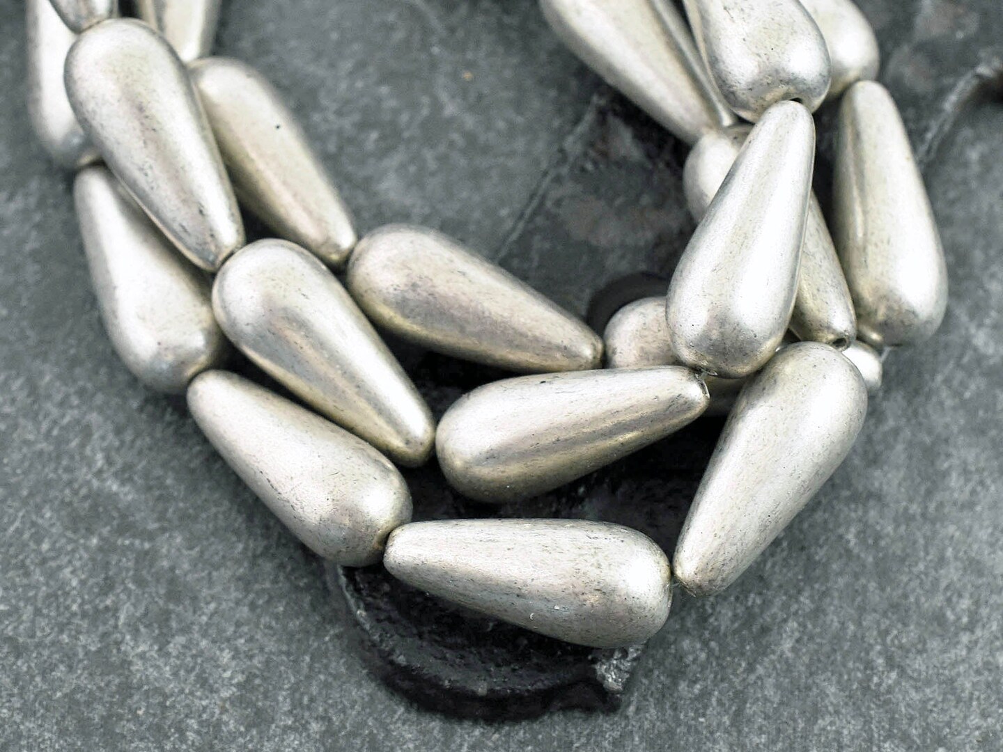 *10* 19x9mm Antique Silver Teardrop Beads